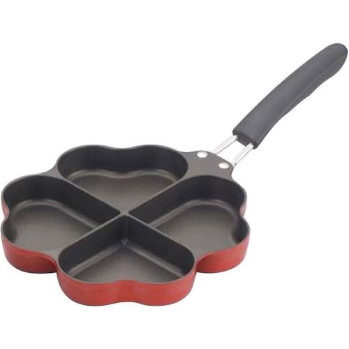 

Sugiyama Metal IH-Compatible Shiawase wo Brings Happiness Four-Leaf Frying Pan, Red, KS-2812