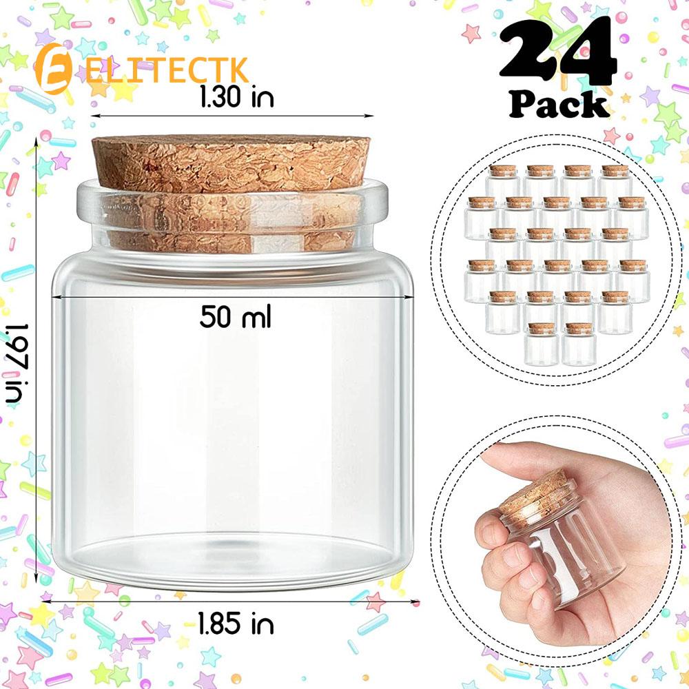 24er-Pack kleine Glasflaschen mit Korken, 50 ml / 1,7 oz, Kleine Glasgefäße Zaubergläser Klare Trankflaschen Mini-Glasflaschen mit Korken