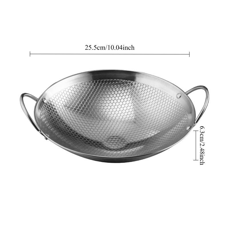 

Сковорода вок из нержавеющей стали, сковороды для жарки стир-фрай 25 см/10 дюймов, кастрюля, чугунная сковорода, кухонная посуда для кемпинга, спиртовая горелка