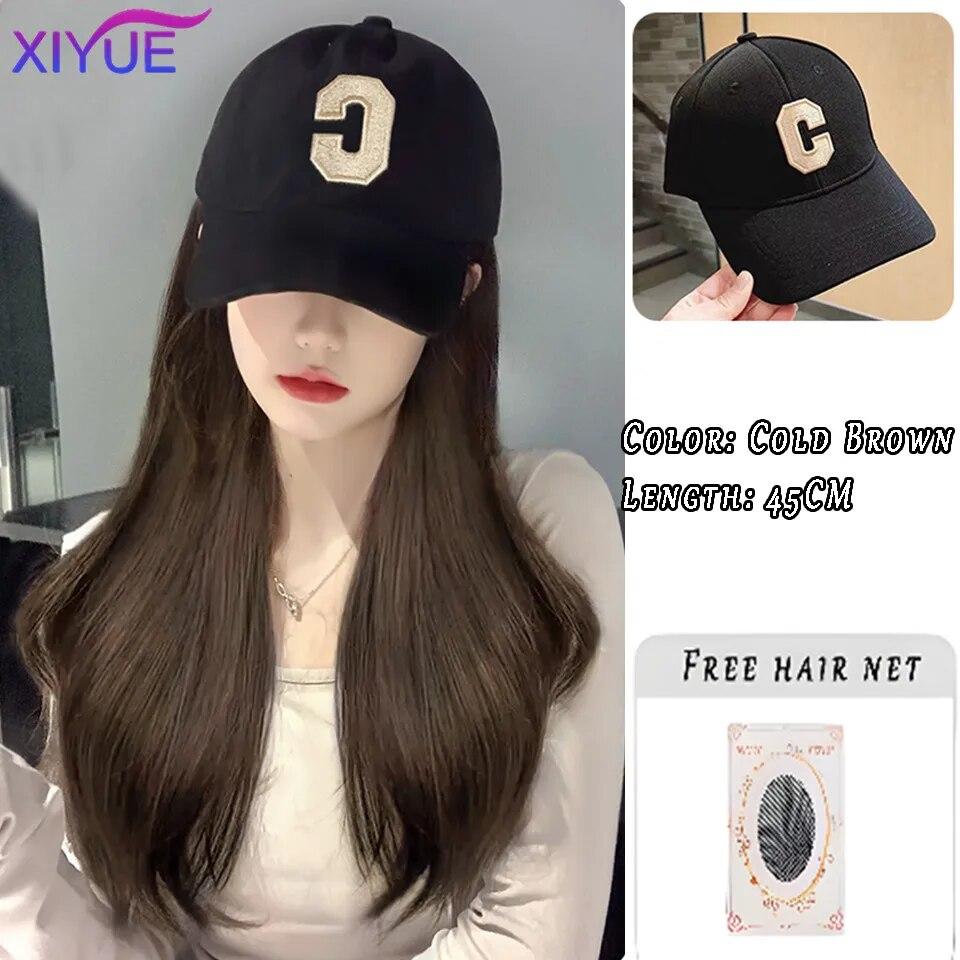 Kapelusz peruka kobiece długie włosy jednoczęściowy kobiecy fason leniwe lekko kręcone włosy czapka z daszkiem peruka pełne nakrycie głowy