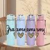 1PC Grammy Heart Letter 750ml Color Plastic Sports Water Bottle Leakproof Flip Straw Lid Suitable for Sports Office Home Use
