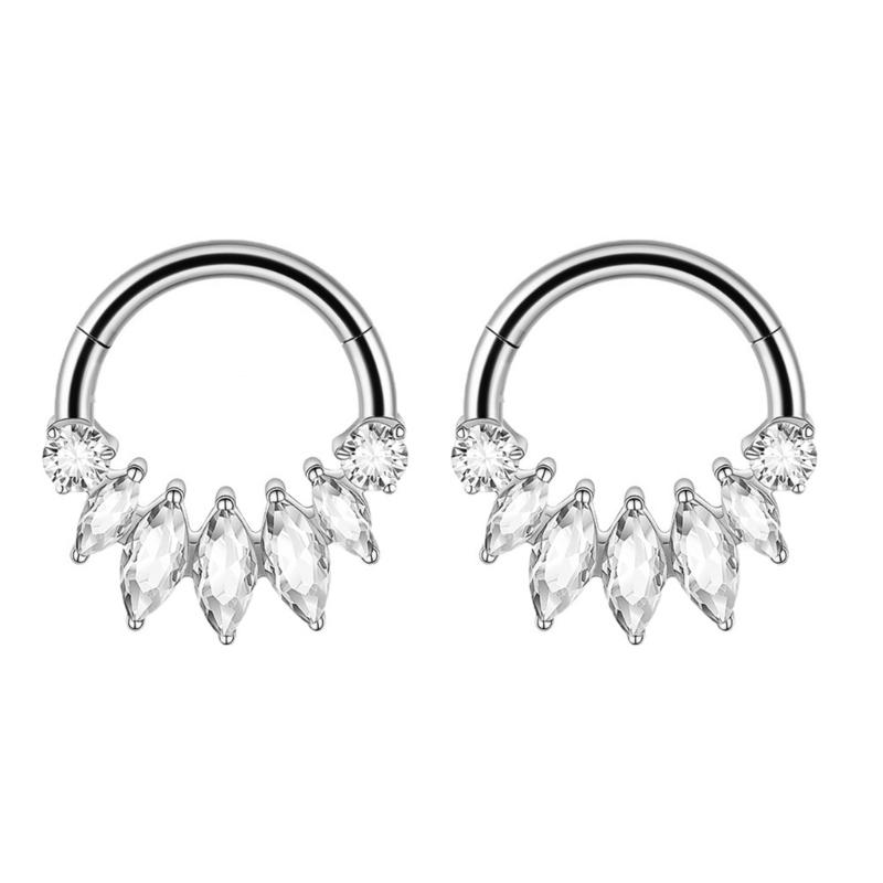 Pack of 2 Unique Geometric Shape Nose Rings Body Piercing Jewelry Seamless Design Metal Texture Polished Finish