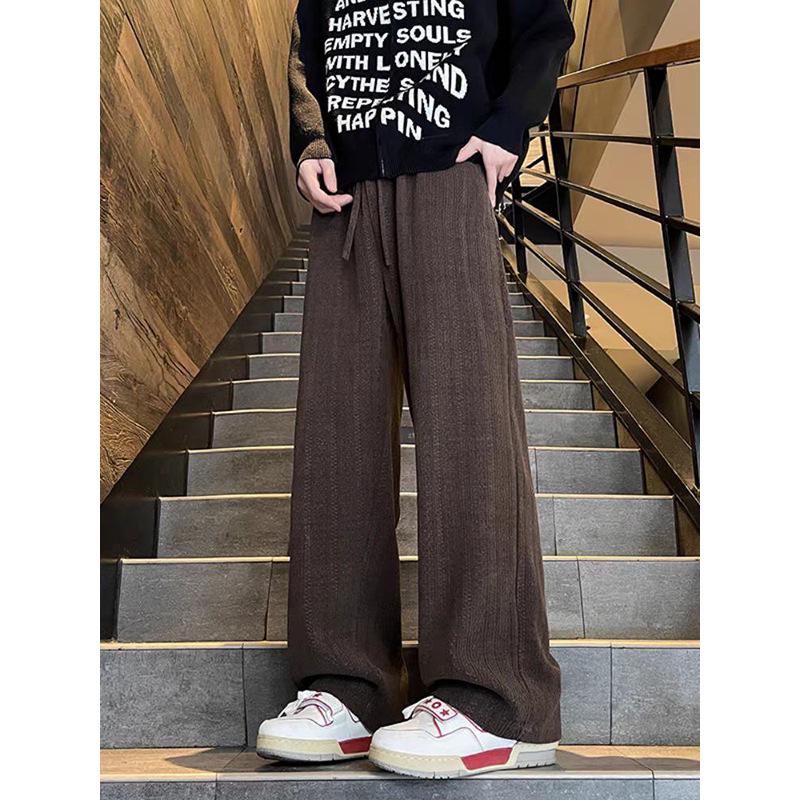 

Унисекс Ретро Жаккардовые Вельветовые Широкие Спортивные Штаны Прямого Кроя - Студенческий Стиль Осень/Зима M кофейный