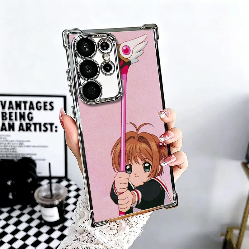 CardCaptor Sakura Anime Plating Phone Case For Samsung Galaxy S24 S25 FE S26 Edge S23 Ultra S22 S21 Plus S20 Anti-Fall Airabag C
