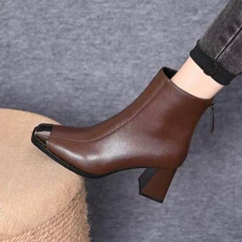 Women Ankle High Heels Chelsea Boots Square Toe Shoes Designer Pumps 2026 Autumn Winter New Modern Ankle Boots Women Short Boots