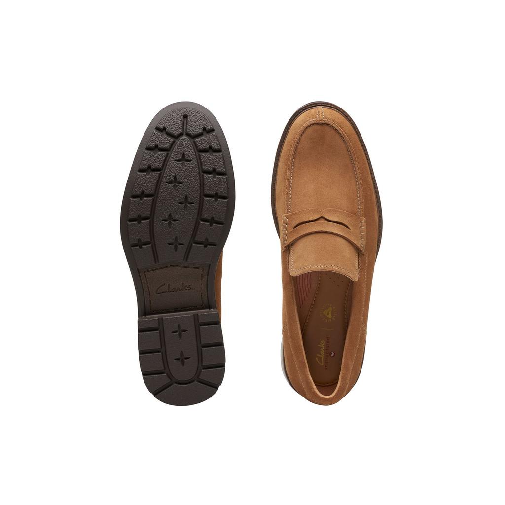 Clarks Unstructured Series Two-Layer Cowhide Formal Business Round-Toe Slip-On Loafers Men Loafers Brown 261745817