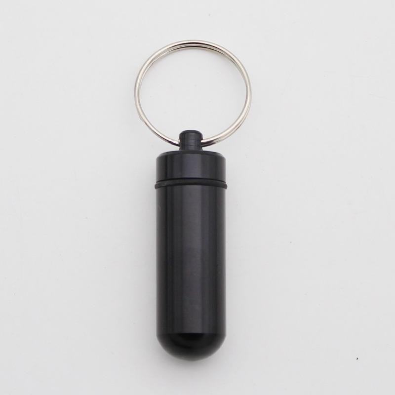 Portable Medicine Bottle  Mini Aluminum Alloy Keychain  Hanging Bottle  Sealed Compartment Waterproof Metal Medicine Box