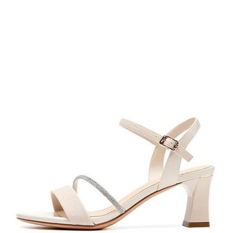 Summer new elegant imperial sister one-word buckle strap thick heel fashion high heel sandals women