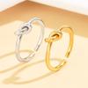 Minimalist Knotted Rope Stainless Steel Ring - 18K Gold Plated