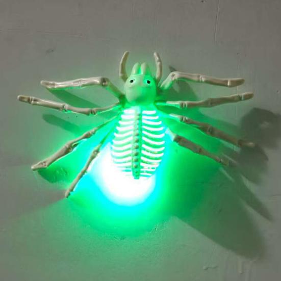Halloween Glowing Light Realistic Skeleton Spider Shape Ornament with LED Light Portable Lightweight Halloween Decoration