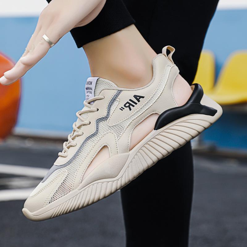 2024 Summer New Mesh Hollow Breathable Flat Bottom Outdoor Beach Anti Slip Comfortable Soft Sole Lightweight Casual Large Size Unisex Sports Sandals