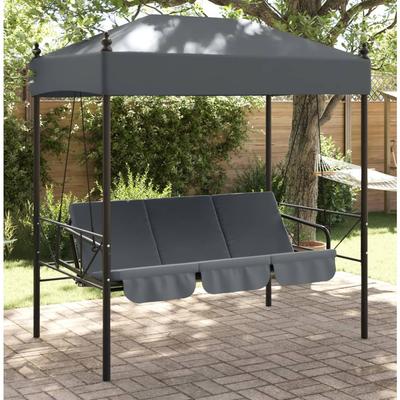 Vidaxl Garden Swing with Canopy, Dark Grey, Steel