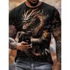 Summer 3D Dragon King Pattern Men's T-Shirt, Street Style Trendy Men's Fashion Loose Casual Short-Sleeve T-Shirt