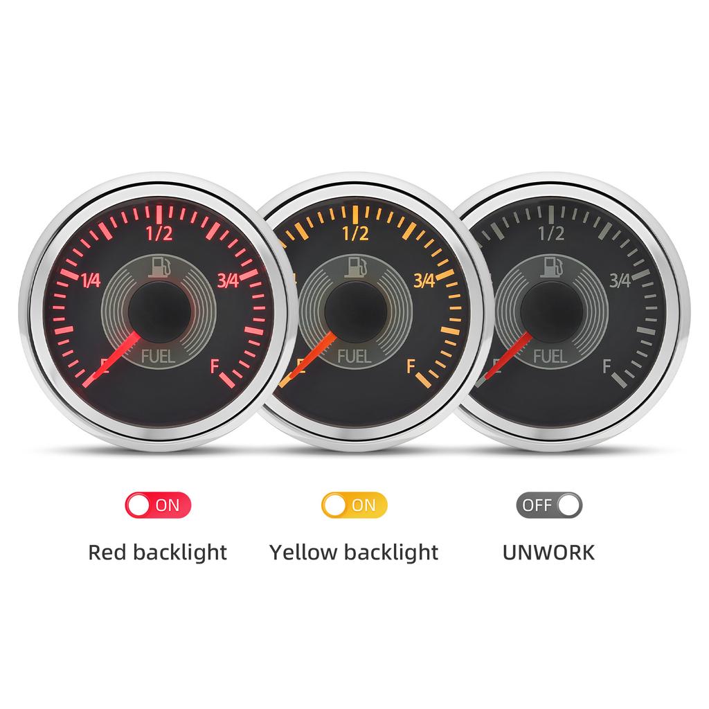 MAIMEIMI Retro Classical 2"52MM 240-33ohm Fuel Level Gauge with Sensor Red Backlight Oil Tank Meter Waterproof for Car Boat