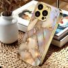 Pastel Broken Gemstone Electroplated Golden Phone Case For iPhone 17 16 15 14 13 12 11 Pro Max Plus 16E 17Air 7 8 X Glass Cover