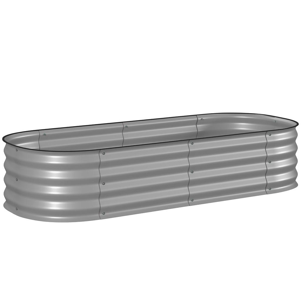 Galvanised Raised Garden Bed Metal Planter Box With Safety Edging For Flowers Herbs Succulents Silver