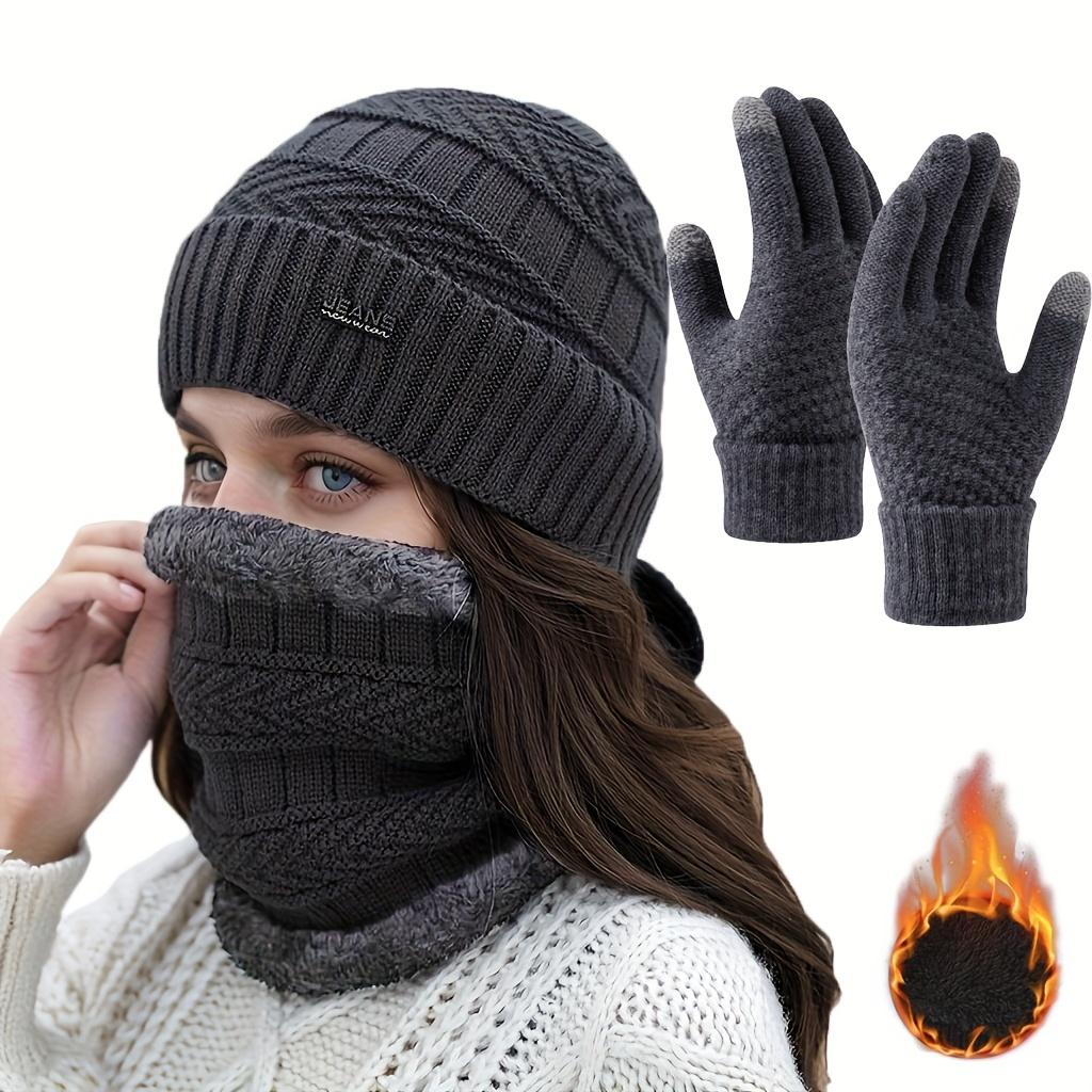 3Pcs/Set Winter Insulation Set, Hat, Scarf, Gloves, Continuous Insulation, Essential for Outdoor Sports and Cycling To Keep Warm