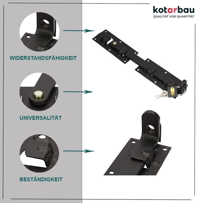 Double Door Lock with KOTARBAU Padlock for Right and Left Use, Indoor and Outdoor, Black, 430 Mm
