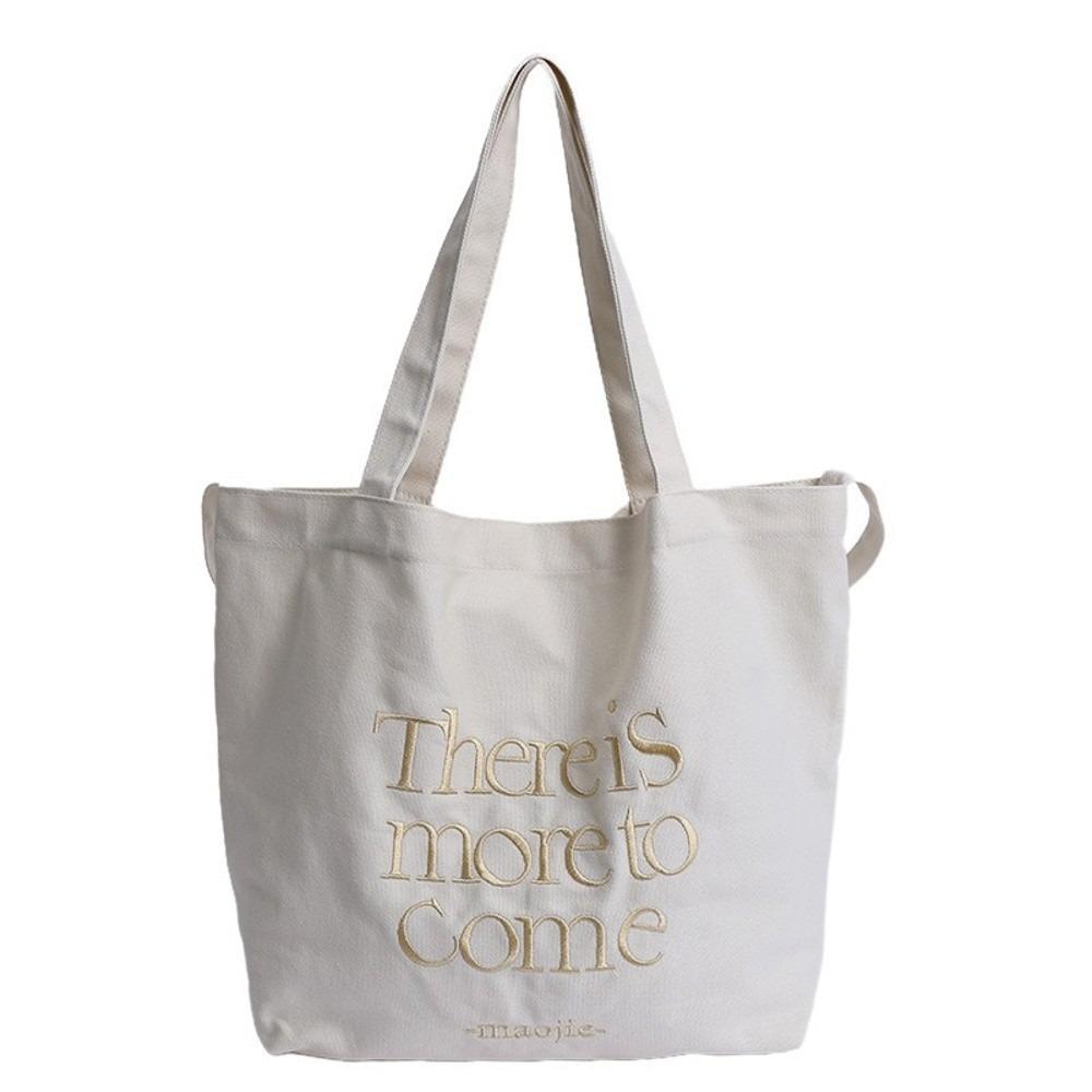 

Casual Letters Shoulder Bag College Student Women s Handbag Simple Canvas Totes Bag Shopping білий