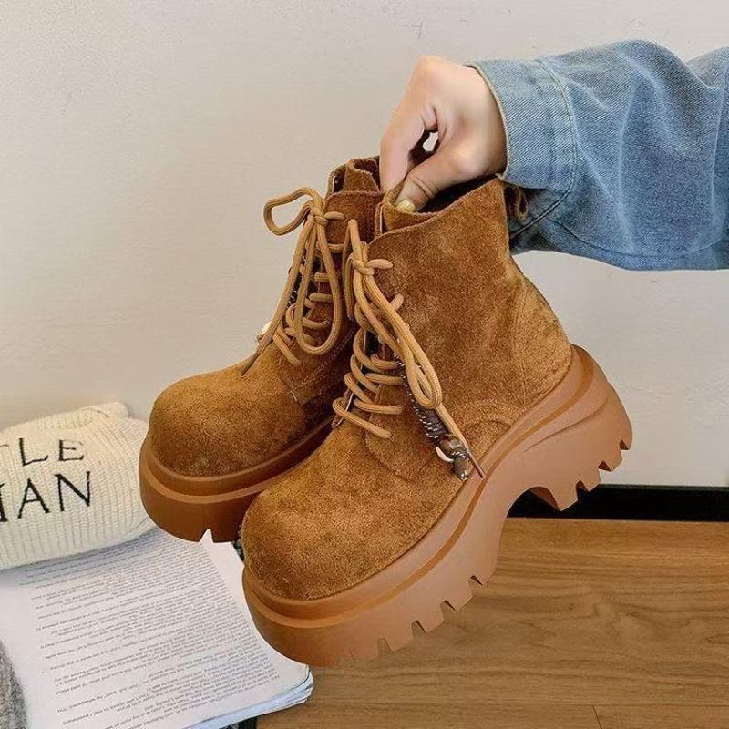 Small Height Increase Casual Women's Boots Retro Thick-soled Martin Boots Women's Autumn New Temperament Versatile Short Boots