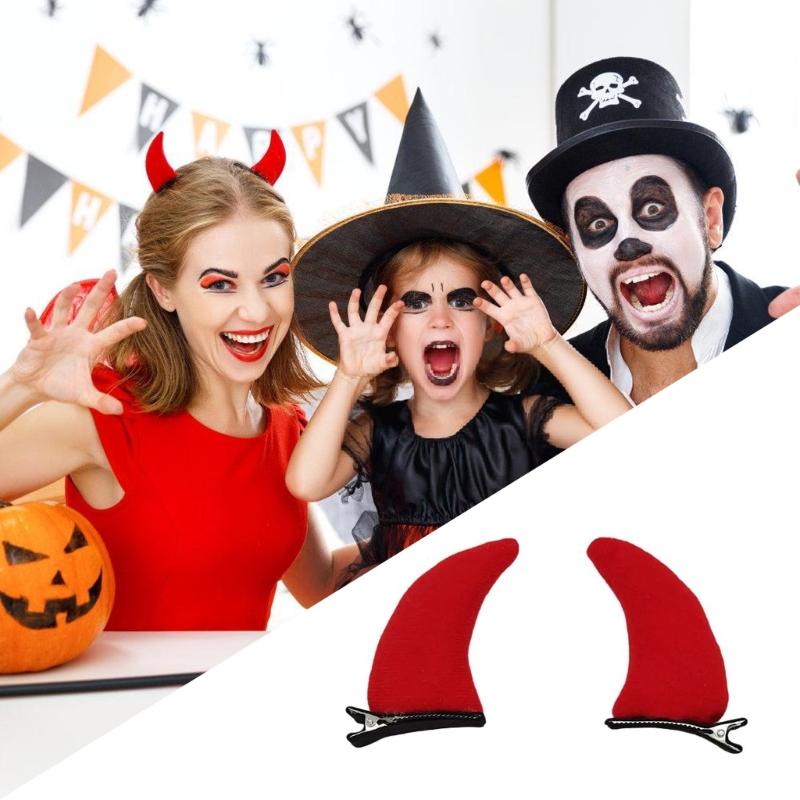 Horn Haarspange Cartoon Muster Haarnadel Rollenspiel Kostüm Haarspangen Verstellbar für Halloween Feiertagsparty