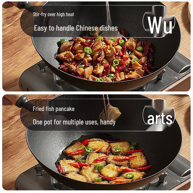 COOKER KING Traditional Cast Iron Flat-Bottom Wok