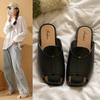 New open-toe solid color half-drag summer women's cool slippers fashion half-pack women's shoes flat slippers outside women's wear