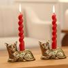 Aluminium Cat Candle Holder Statue Set, Perfect Choice Of Taper Candle, Golden
