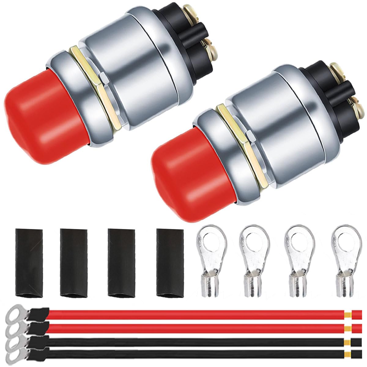 MKBKLLJY 2pcs Push Button Momentary Starter Switch 50A Waterproof Heavy Duty Push Button