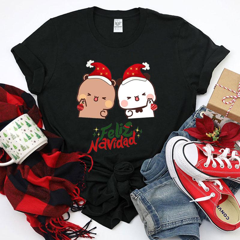 Joyeux Noël Mignon Bubu Dudu Graphiques Dessin Animé T-shirt Populaire Fête de Fête Unisexe Coton T-shirts Tendance Drôle Chemise de Noël