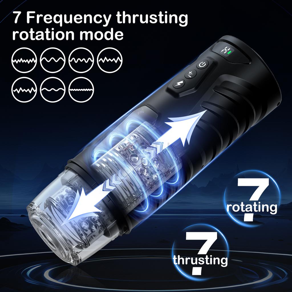 Automatic Telescopic Male Masturbator 7 Thrusting Rotating Modes Pocket Pussy Blowjob Sex Machine Penis Pump Piston Mastubator