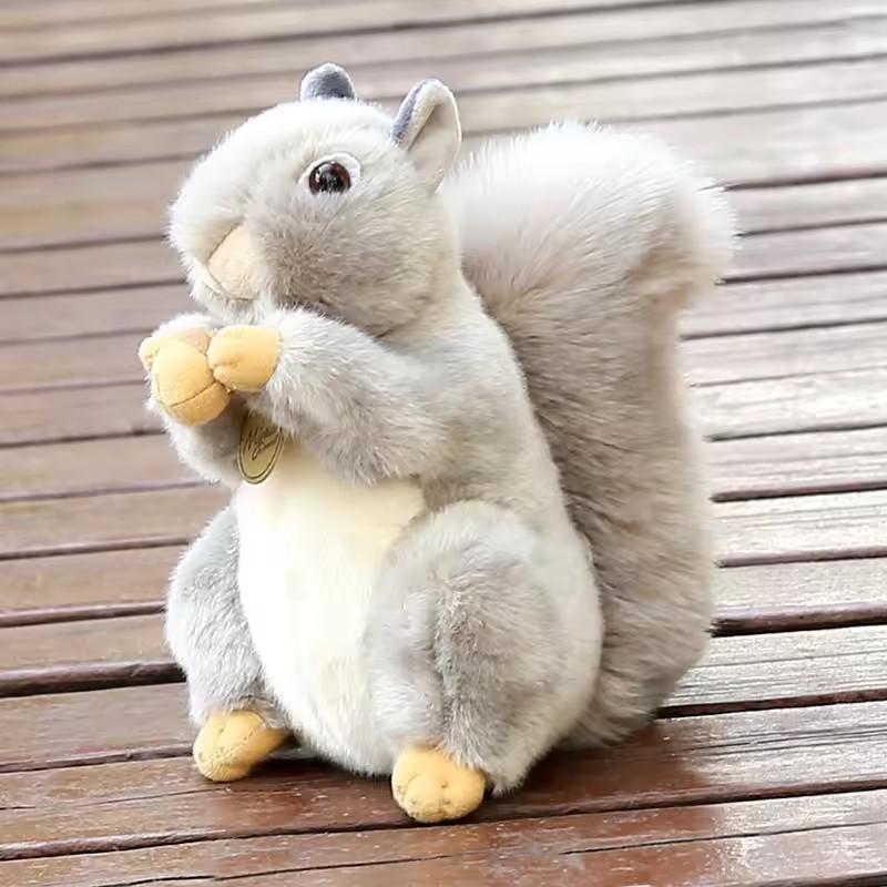 20cm Simulation Squirrel Plush Toy Adorbale Furry Hair Big Umbrella Tail Realistic Soft Stuffed Animal Doll Pillow Girl Gift