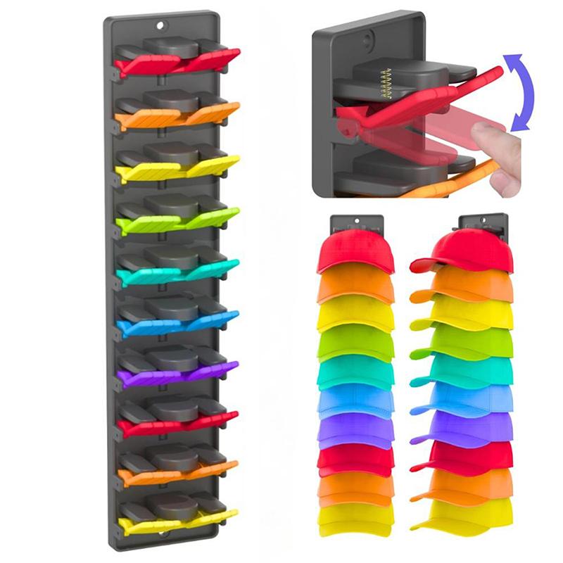 1/2Pcs Wall Mounted Hat Organizer With Built-In Spring Clips Space Saving Baseball Cap Storage Rack Multifunctional Closet Hanger A1