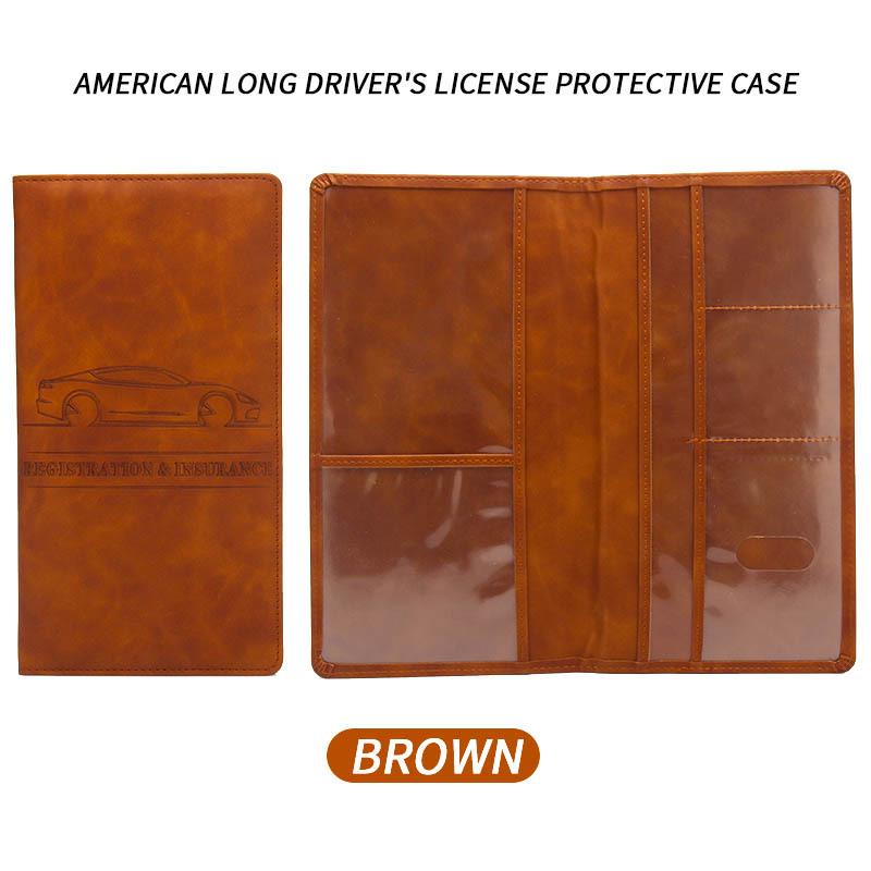 American Driver's License & Car Insurance Leather Wallet - Multifunctional Long Holder