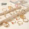 Birthday Gifts for Her 13Pcs Gold Plated Ring Set with Colorful Gemstone Embellishments, Fashion Stackable Rings Women Women, Trendy Jewelry
