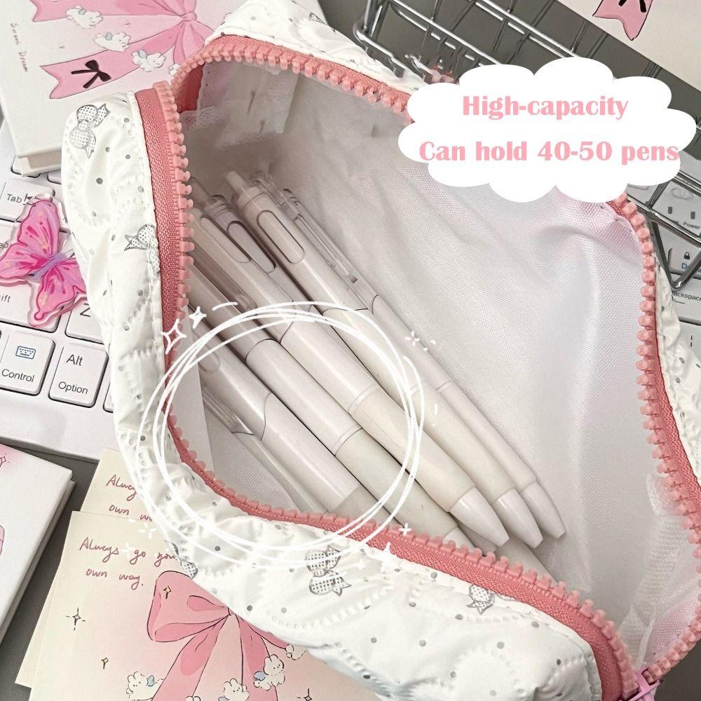 Large Capacity Pen Bag Bowknot Cosmetic Bag Cute Stationery Bag
