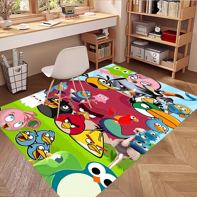 Angry Birds Print Rug, Washable Floor Carpet, For Entryway Dorm Laundry Room Office Study, Home Decor Birthday Christmas Gift