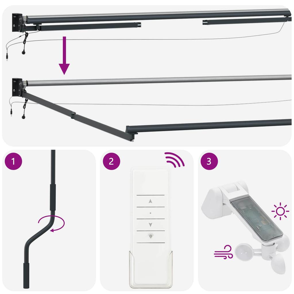 Electric Retractable Awning Anthracite 4 x 2 m