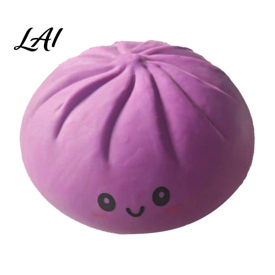 Squeeze Stress Ball Smiling Steamed Bun with Steamer Anti-Anxiety Cartoon Dumpling Relief 15cm B фиолетовый