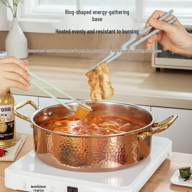 Hammered Copper Stainless Steel Mandarin Duck Hot Pot