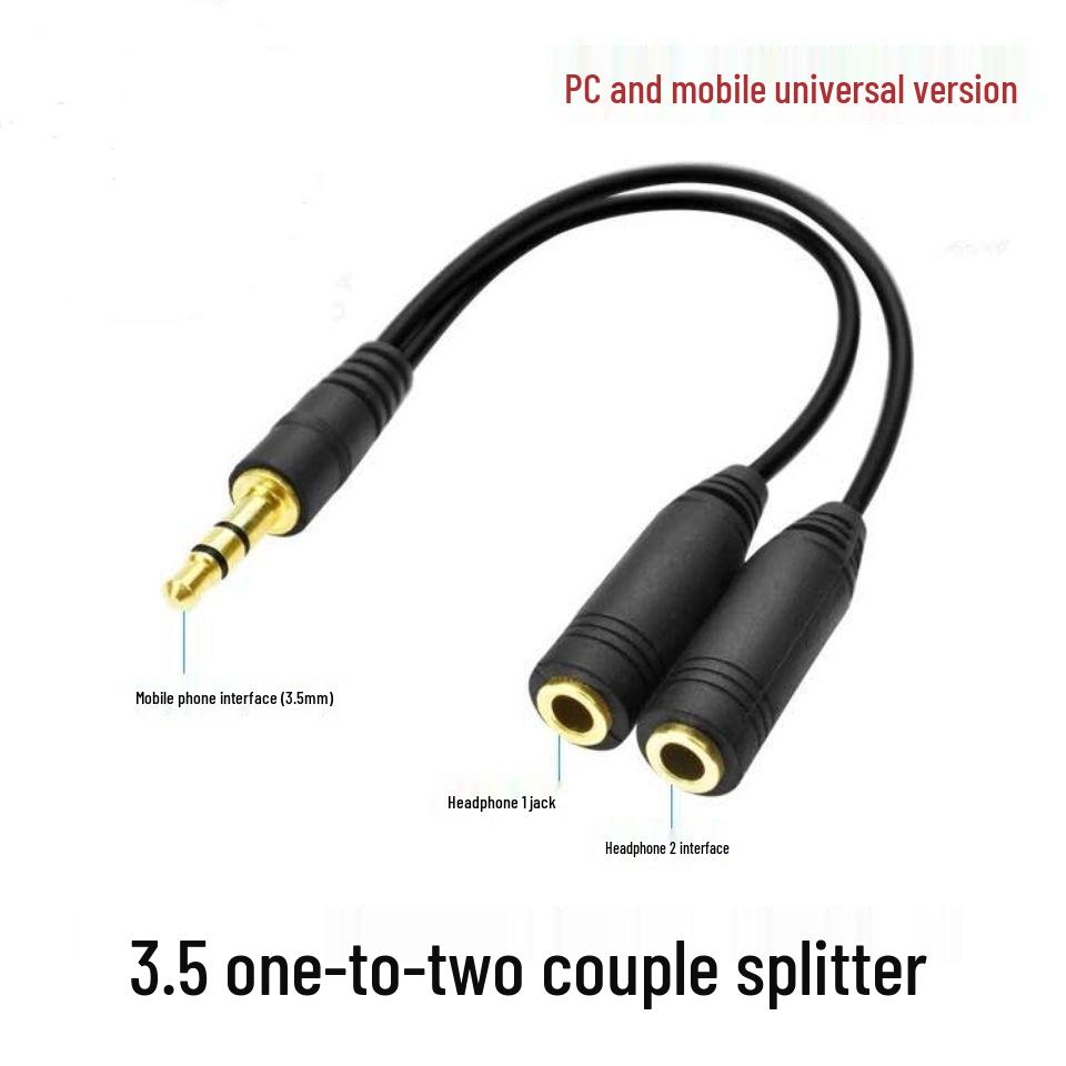 3.5mm Headphone Splitter Cable: 1-to-2 Audio Adapter for Shared Listening