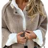 Damen Hellbrauner Cropped Strick-Cardigan mit Schwarzen Knöpfen, Asymmetrischer Saum