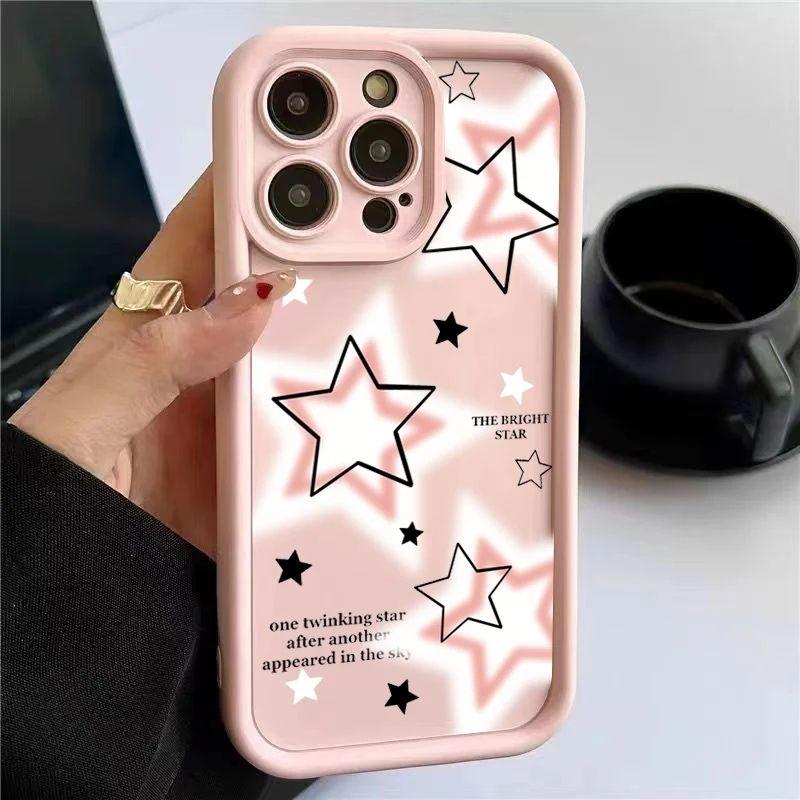

Силіконовий чохол для телефону Cute Pink Stars для iPhone 15 14 Pro Max 13 12 11 Pro Max X XS XR 7 8 15 14 Plus SE 2024 протиударний чохол For iphone12mini рожевий