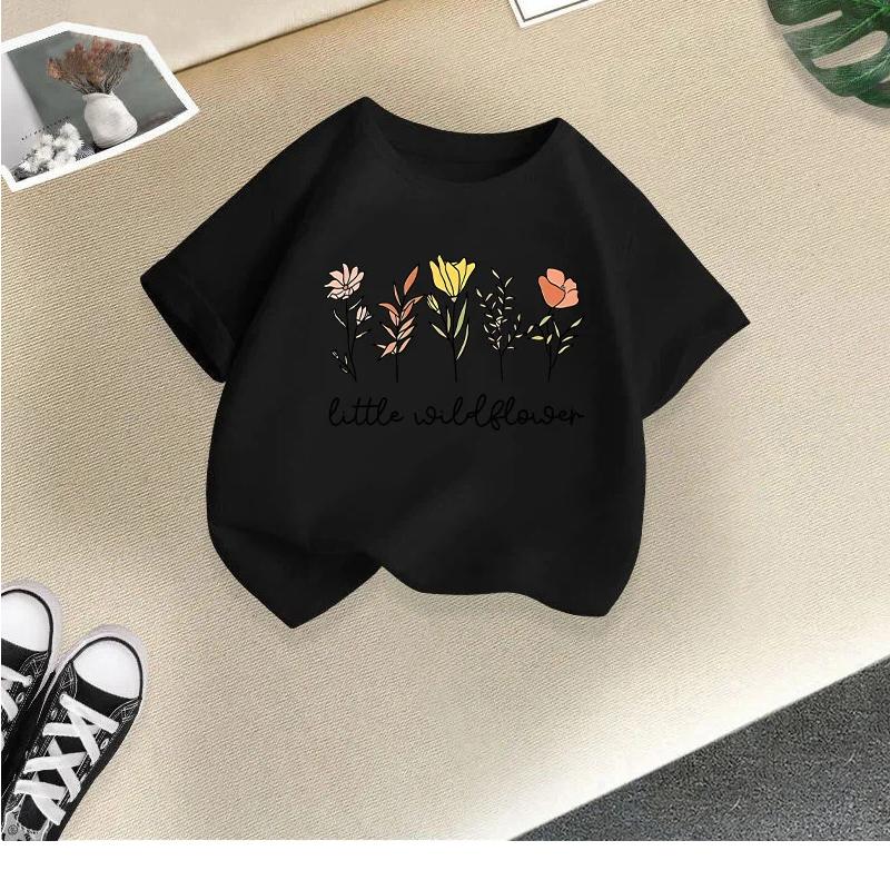 Children's T-shirt girls short-sleeved new style girls summer round neck loose casual top butterfly print cross-border