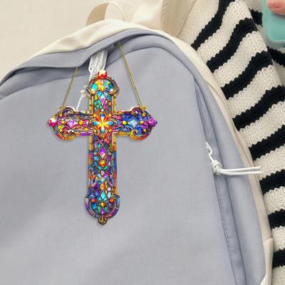 Pandantiv Prindător de Soare Roz Pandantiv Acrilic Plat Vopsit 2D Decorațiuni Vitralii Credință
