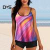 2-teiliges Tankini-Set mit abnehmbarem Brustpolster und verstellbaren Schultergurten, Oberteilen und elastischer Taille, bedrucktem Badehosen-Set, Strandmode