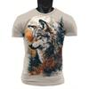 Animal Wolf Pattern Men's T-shirt Fashionable Round Neck Short Sleeved Top
