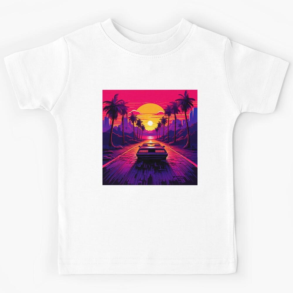 Synthwave Sunset Drive Poster Kids T-Shirt 120