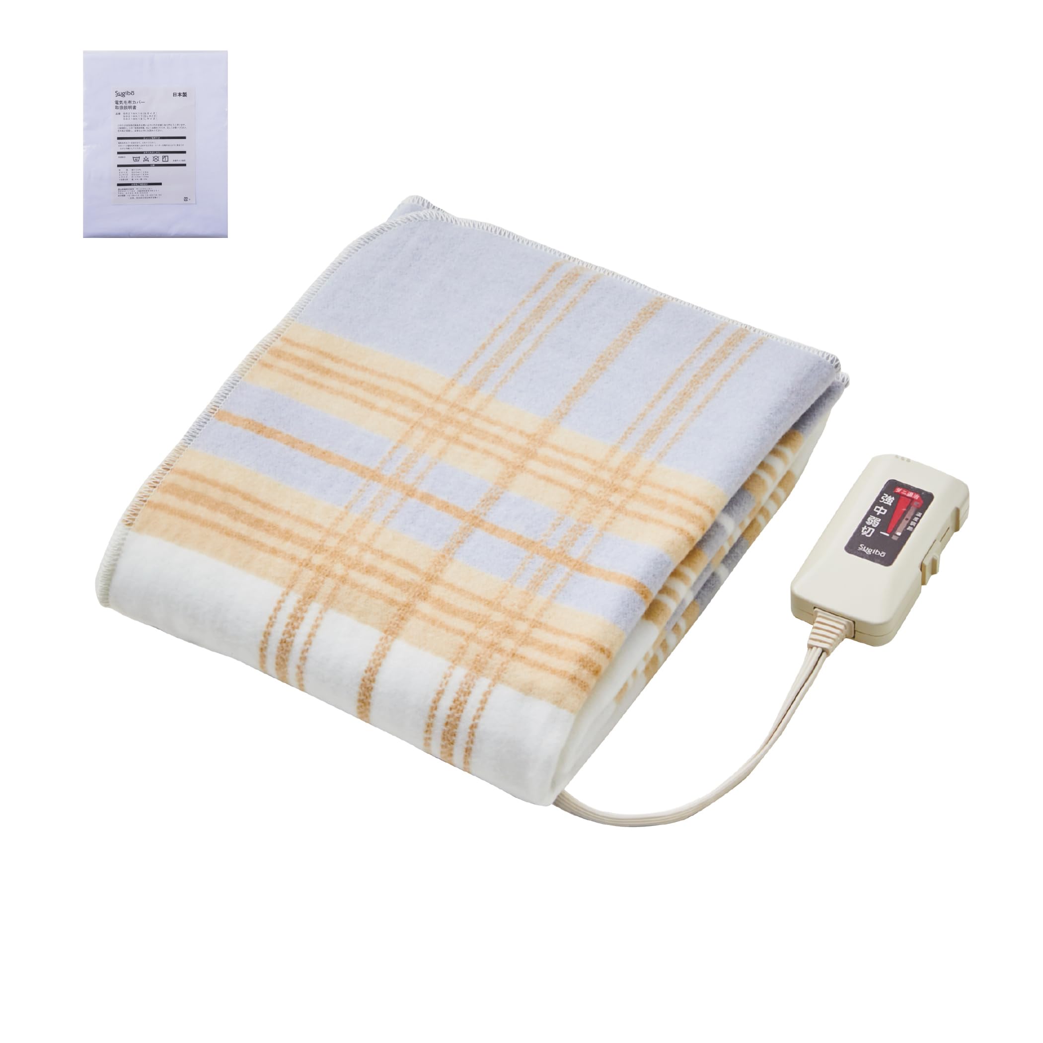 

Sugibo Standard Washable Electric Blanket with Blanket Made in Japan (140x80cm) Cover, SB22S24,