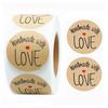 1Inch 100-500pcs Round Kraft Paper "handmade With Love" Seal Sticker For Handmade Products Baking Products Sealing Sticker Label